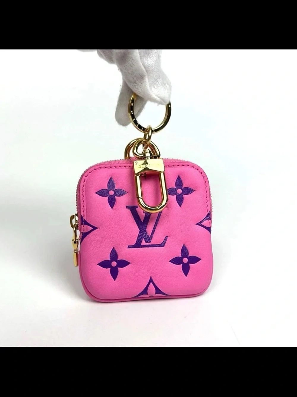 Louis Vuitton Hot Pink Monogram Square Coin purse with Strap